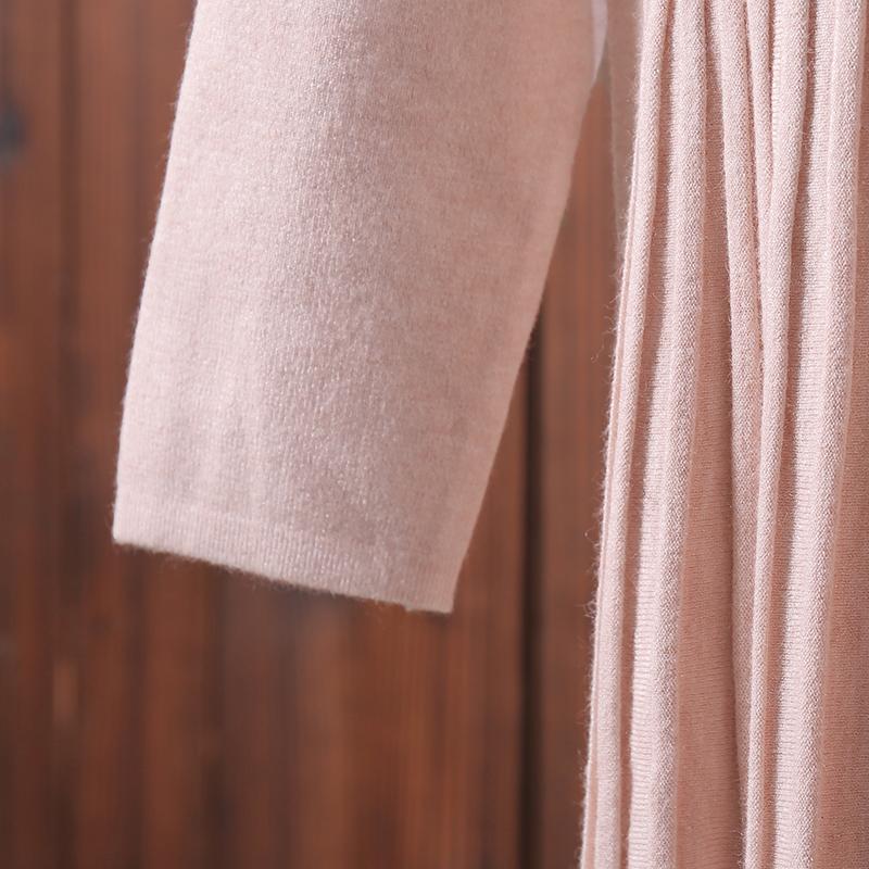 Women Lacing V Neck Long Sleeve Knitted Midi Dress