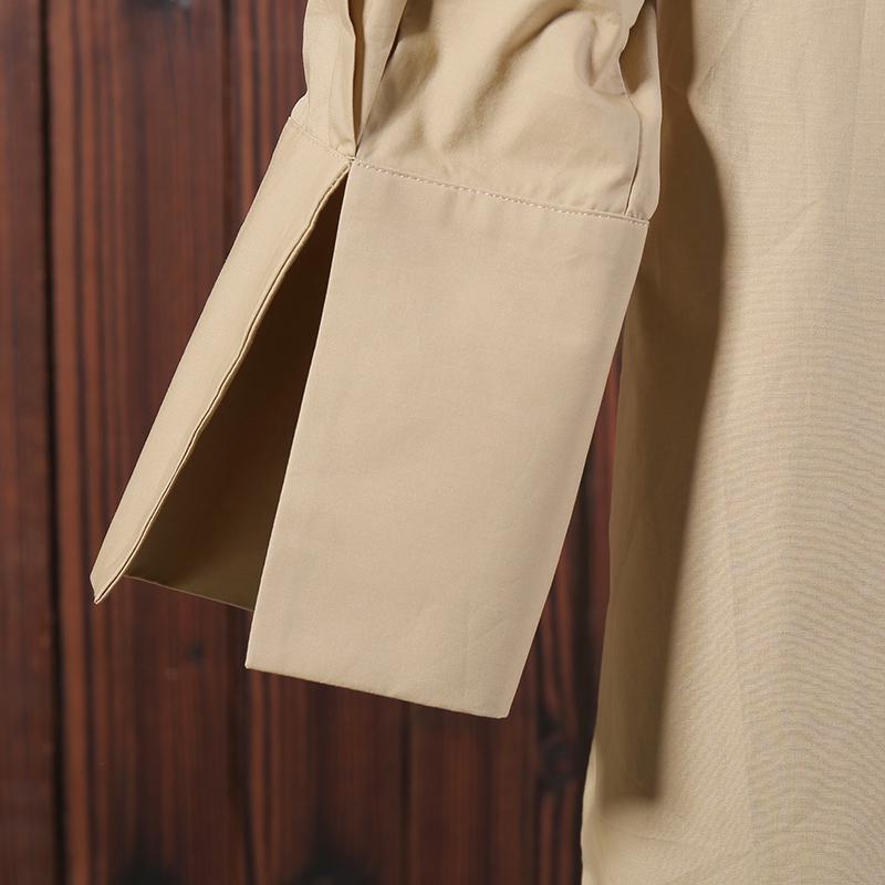 Women Long Sleeve Split Loose Solid Shirt Dress