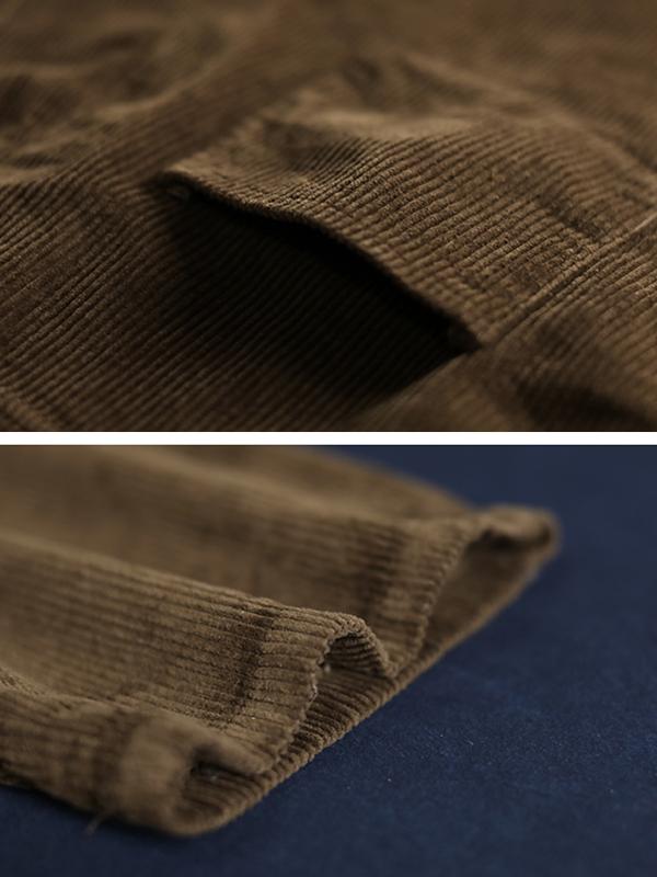 Women Loose Casual Pockets Corduroy Jumpsuit