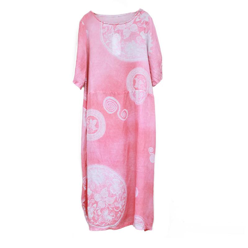Women Round Neck Printed Pullover Dress