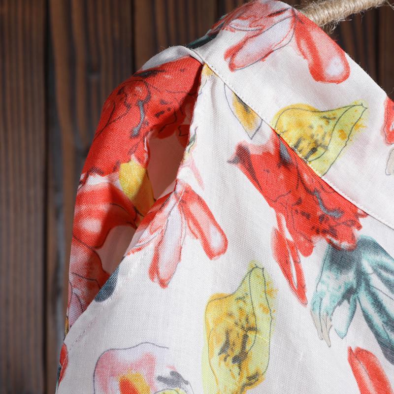 Women Spring Casual Floral Wide Leg Pants Calf Length Pants