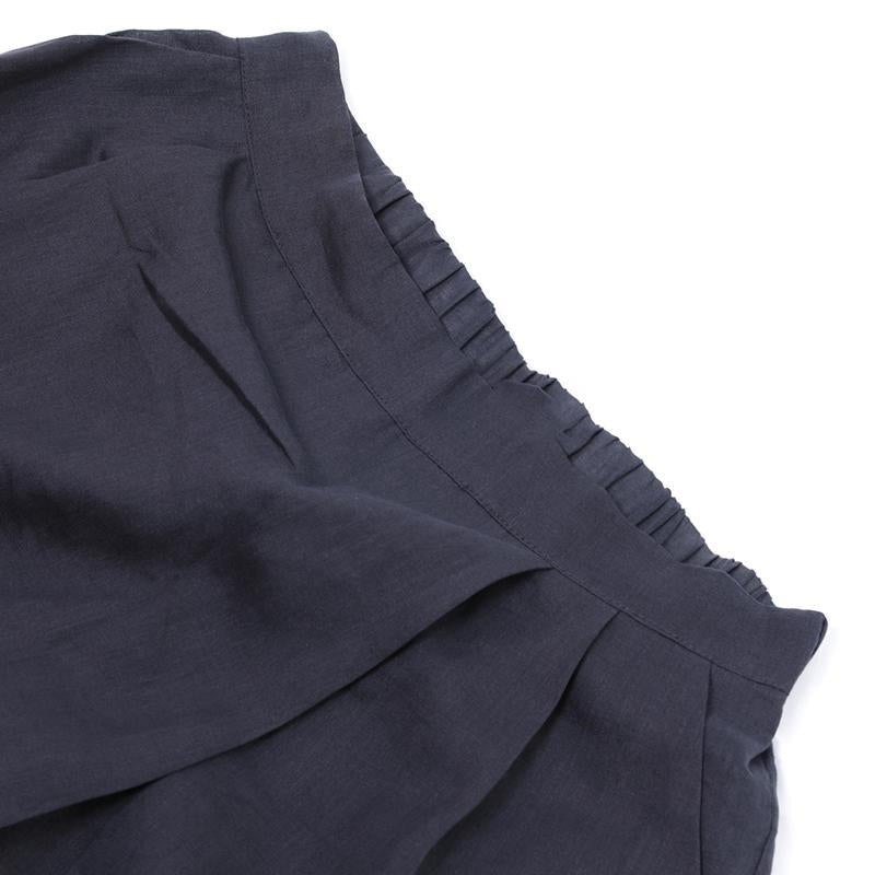 Women Spring Casual Solid Wide Leg Pants Calf Length Pants