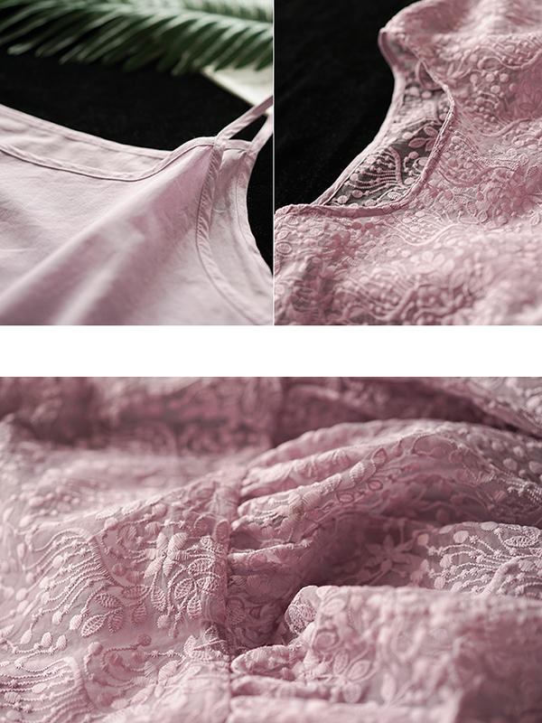 Women Spring Embroidery Vintage Loose Two Piece Set