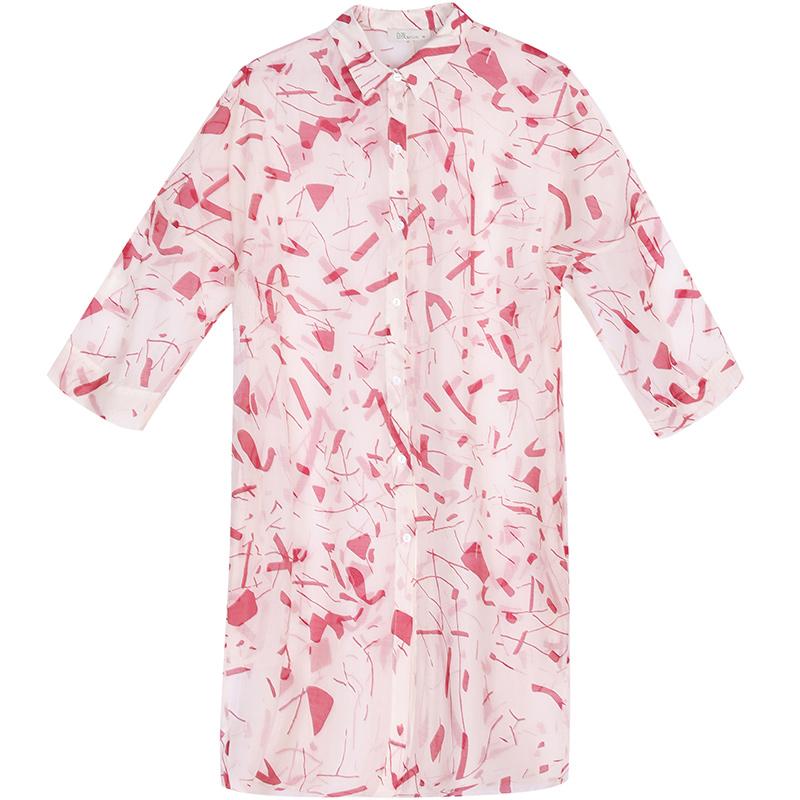 Women Spring Printing Plus Size Cardigan Red Dress
