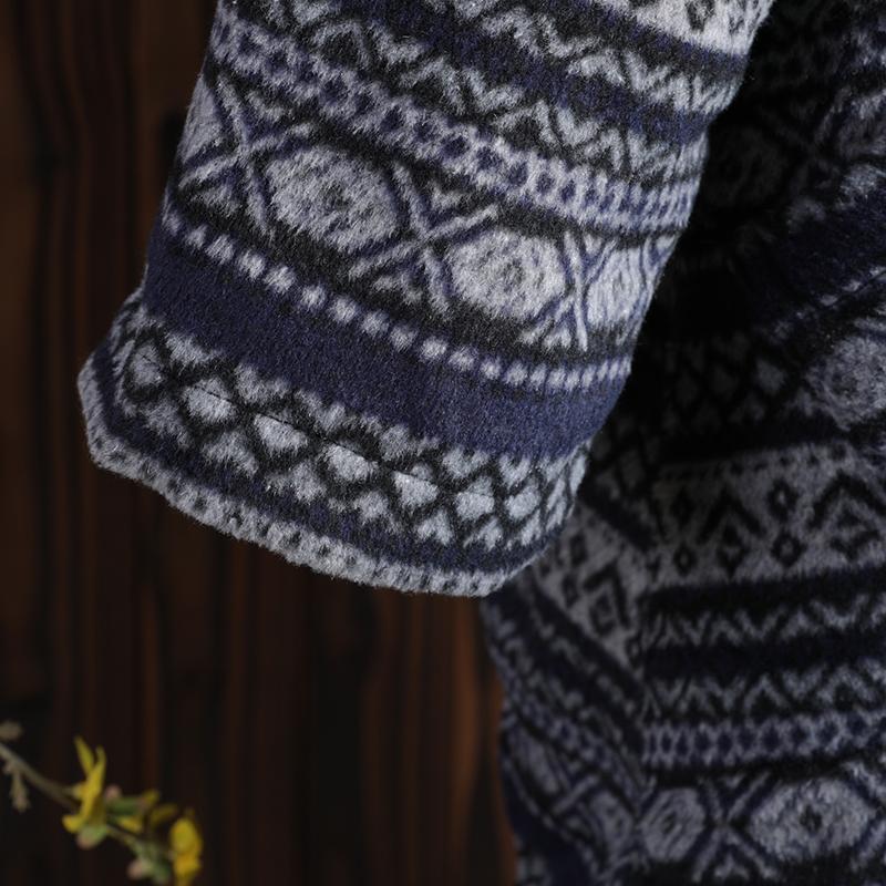 Women Winter Vintage Abstract Cardigan Long Sleeve Coat