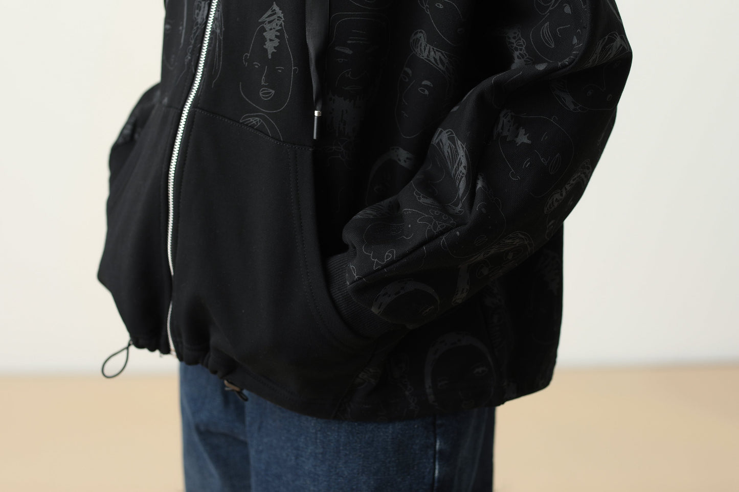 Women Zipper Black Fashion Sweatshirt