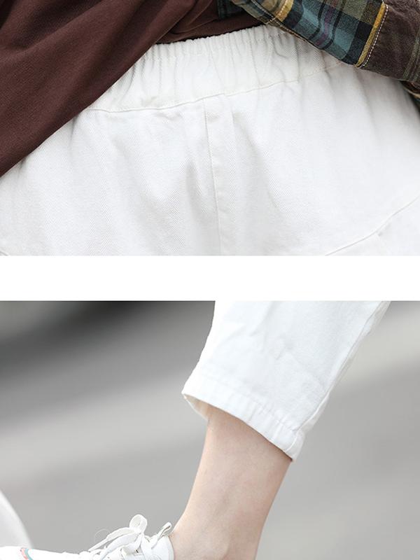 Womens Baggy Washed Plain Casual Harem Pants