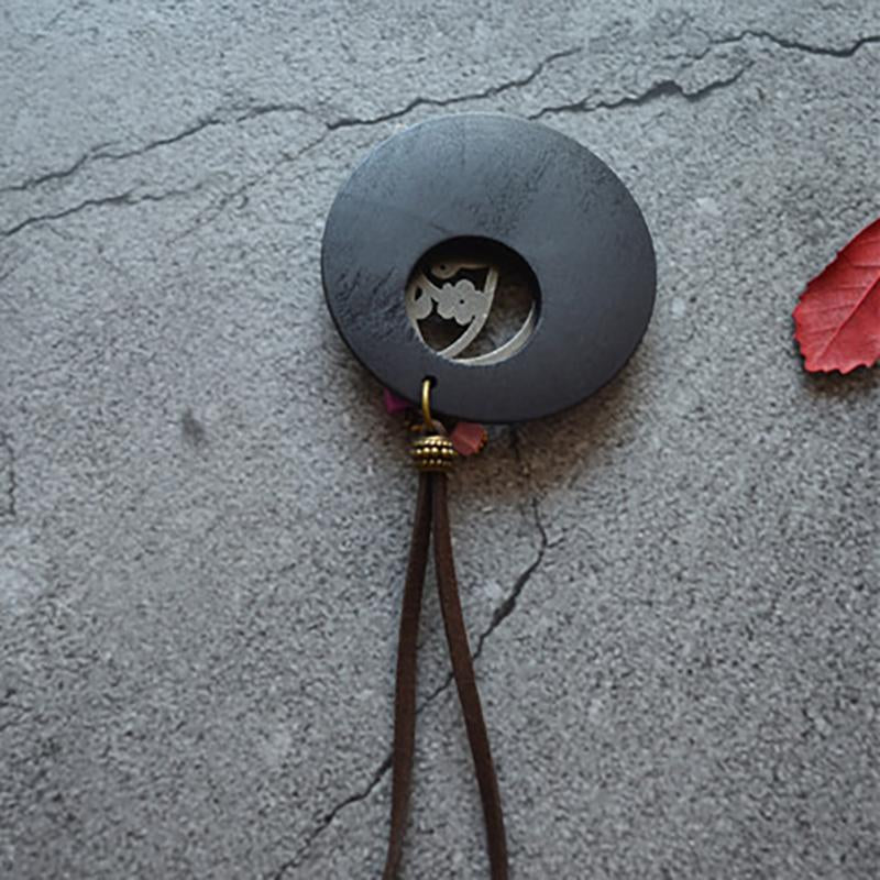 Wood Chip Bird And Cage Pendant Long Necklace