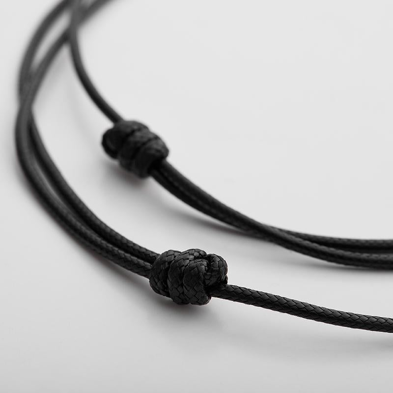 Wood Rectangle Pendant Rope Chain Necklace