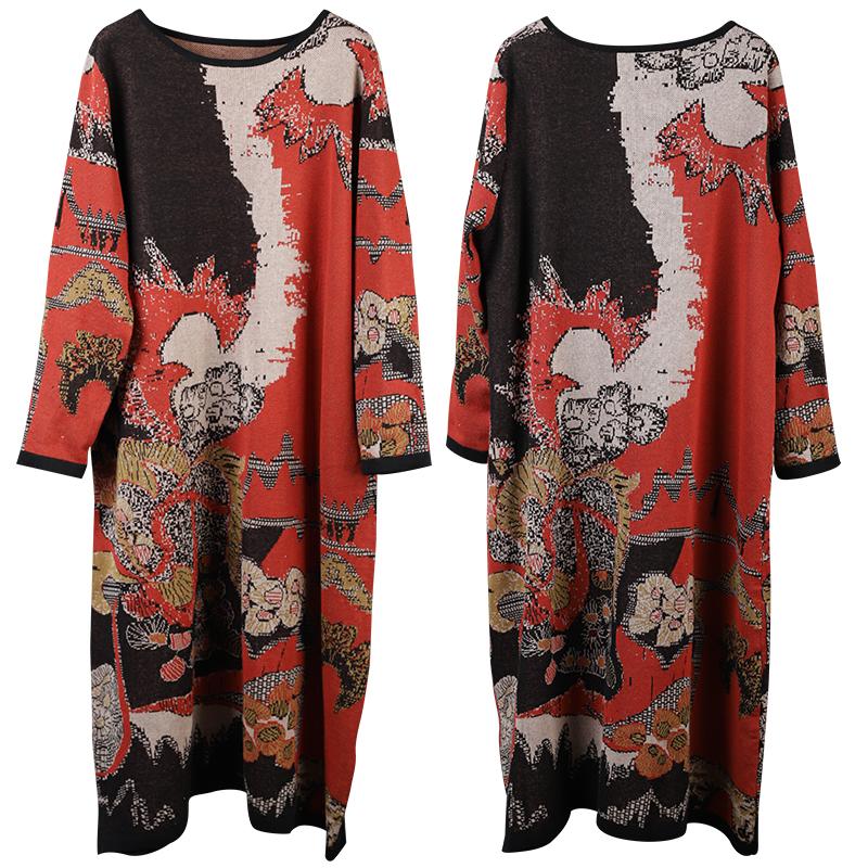 Yarn-dyed Jacquard Loose Knit Dress