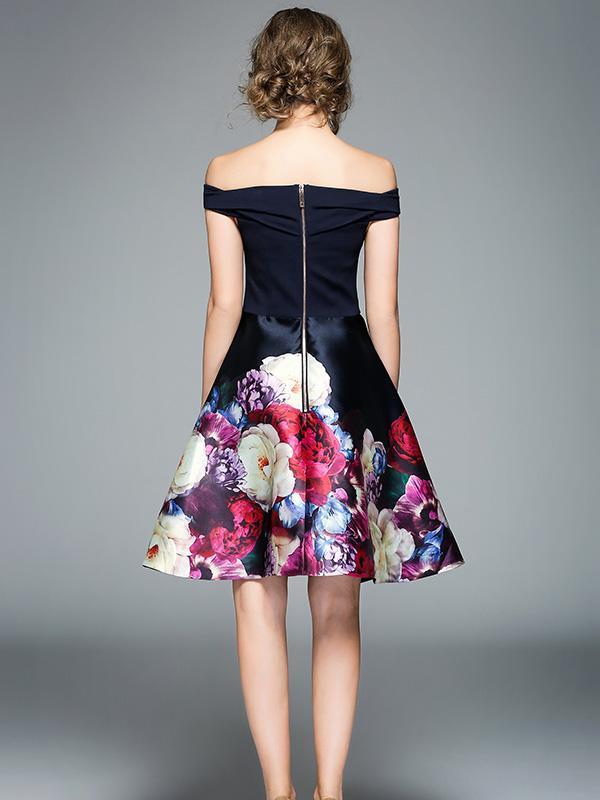 Elegant Printed Slim Fit Mini Dress