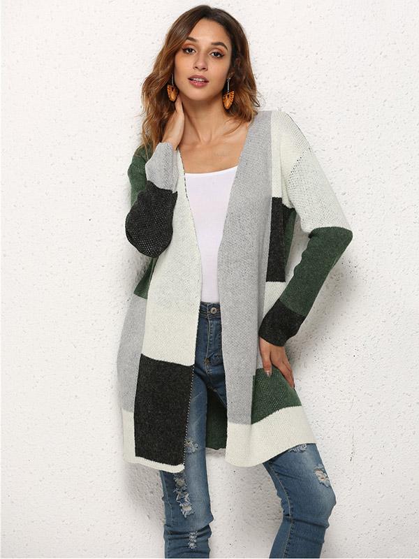 Solid Color Knitting Long Sleeves Cardigans Tops