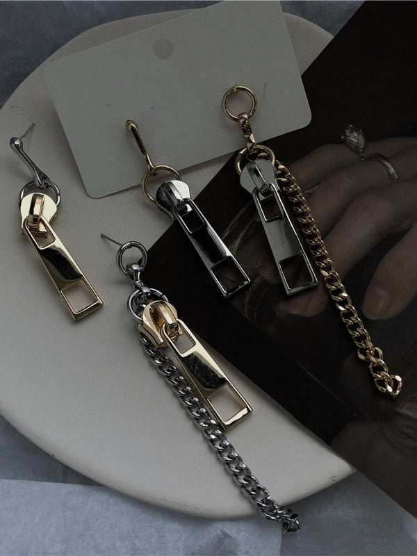 Original Stylish Punk Zipper Shape Chains Earrings
