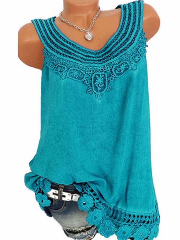 Short Cotton T-Shirt Lace Embroidered