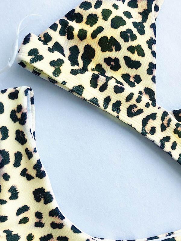 Leopard Printed Spaghetti-neck Bikini Set