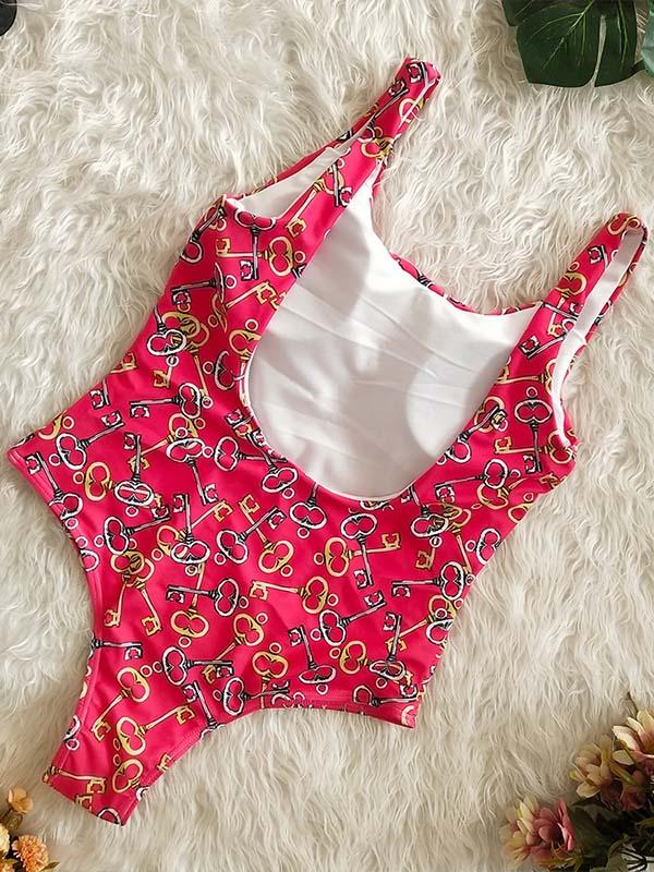 Keys Printed Sexy One-piece Swimwear