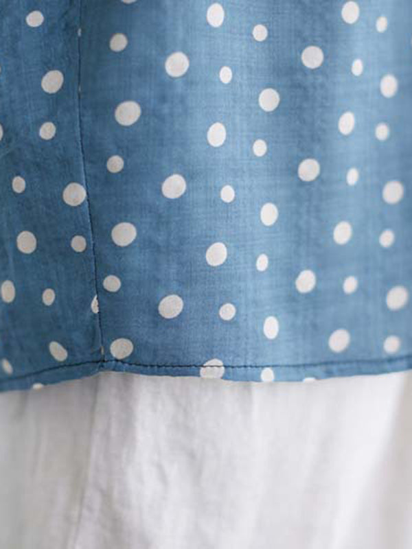 Artistic Retro Loose Polka-Dot Hollow Lace Peter Pan Collar Blouse