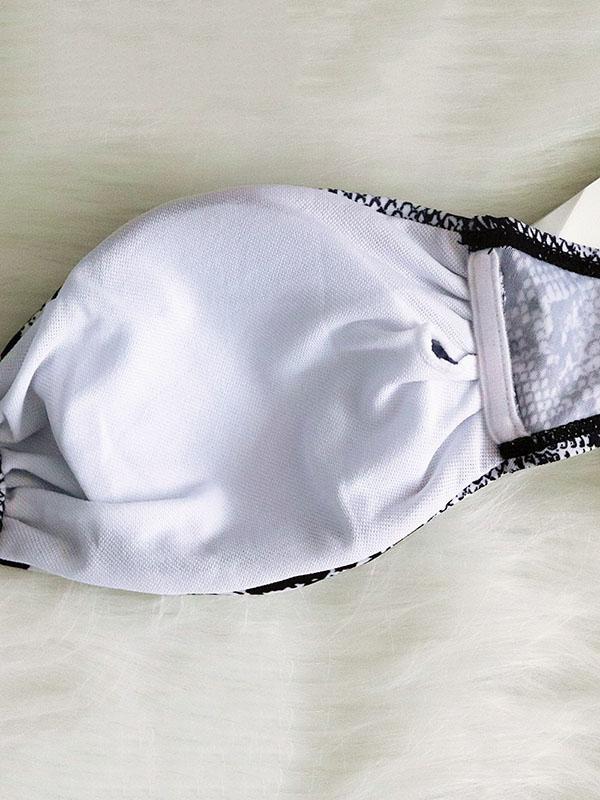 Snake-Print Bandeau Bikini Swimsuit