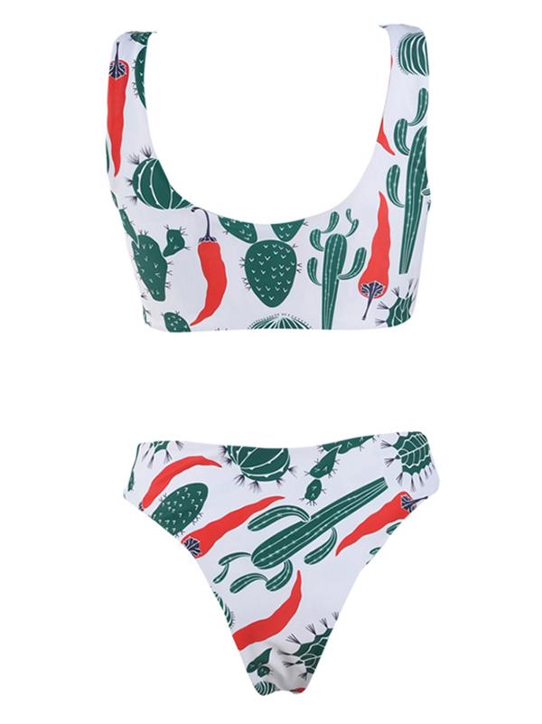 Cactus Print Tie Bikini Set