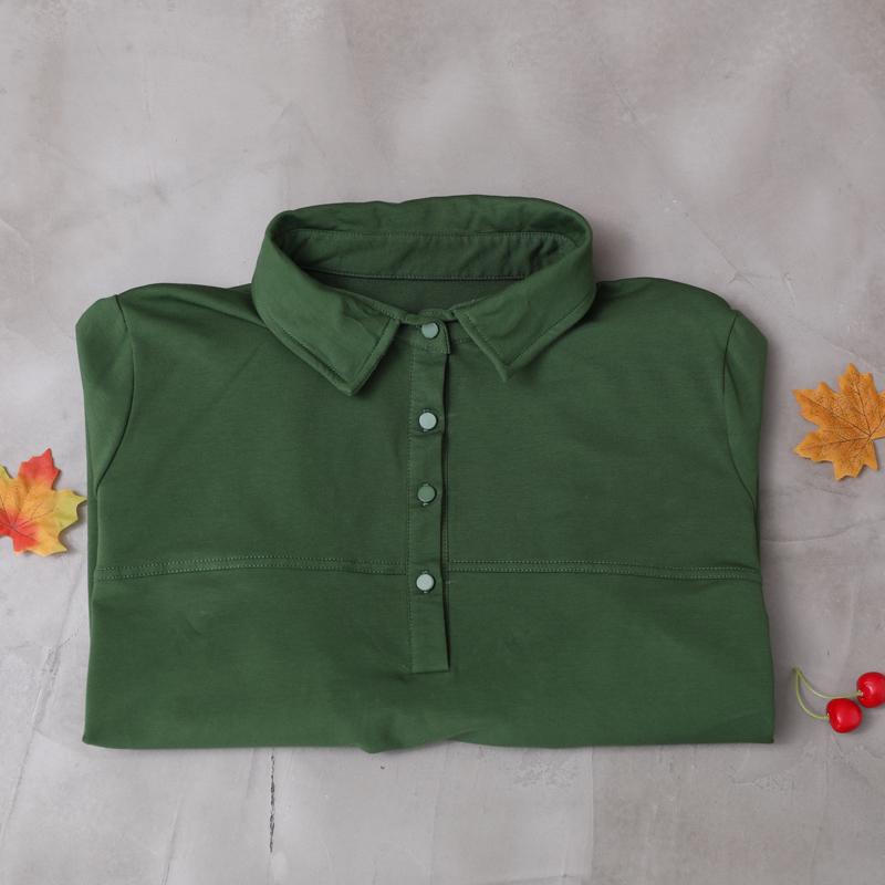 Buykud Casual Literary Solid Color Long Sleeve Shirt