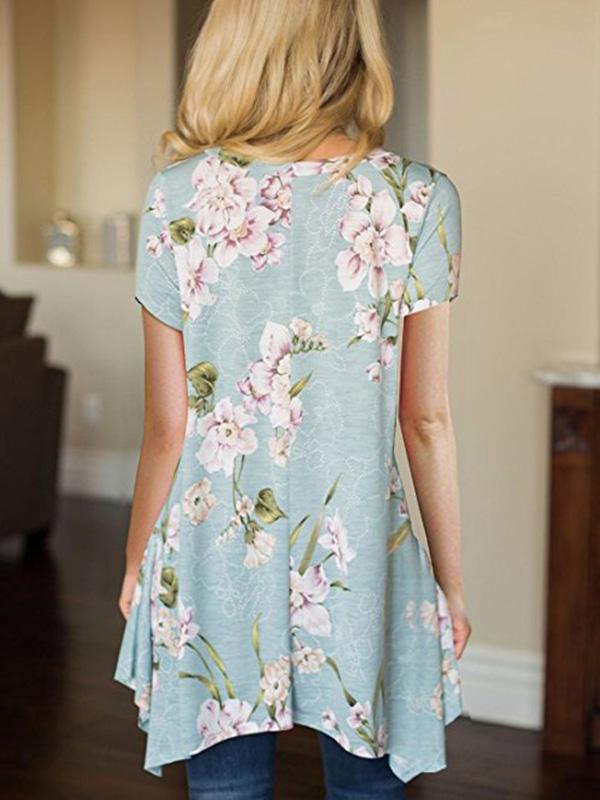 Printed Short-sleeved irregular T-shirt