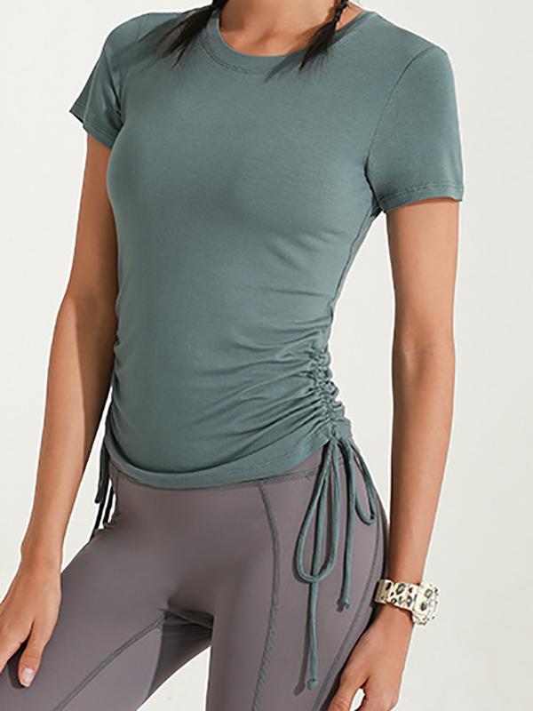 Solid Quick Dry Elastic Drawstring Yoga Tees