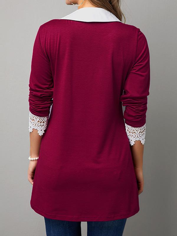 Vintage Cropped Lace Round-Neck Blouses&Shirts Tops