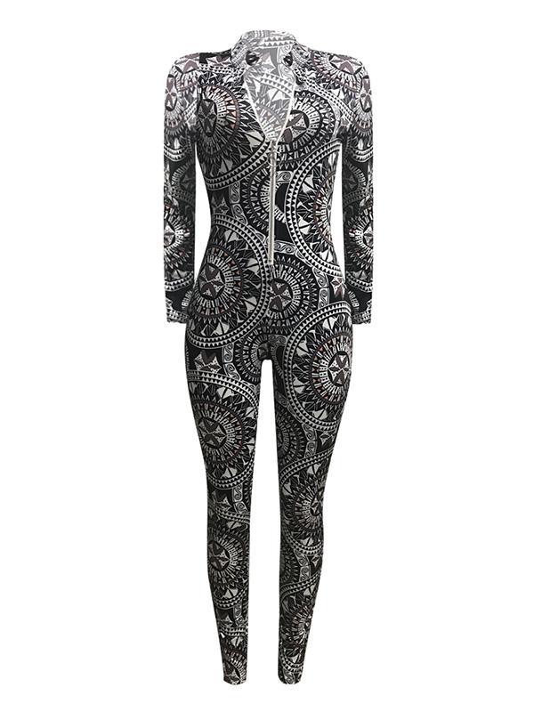 Zipper Long Sleeve Jumpsuits