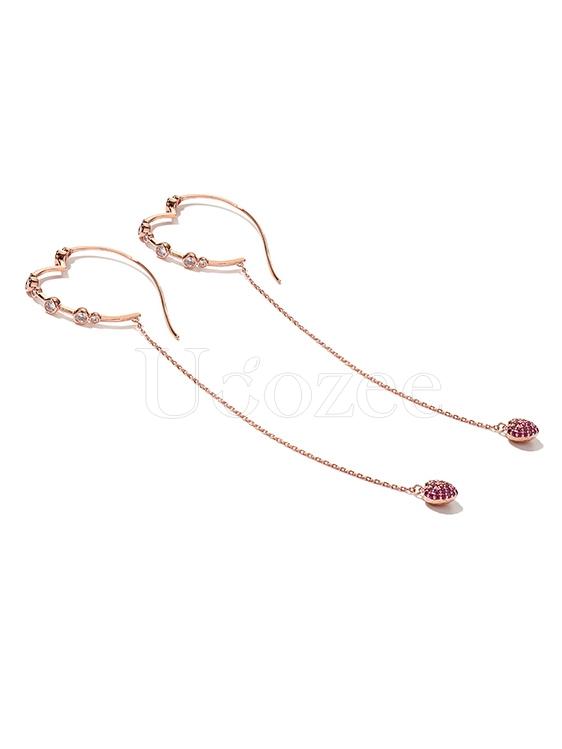 Retro Rose Gold Loving Heart Earrings