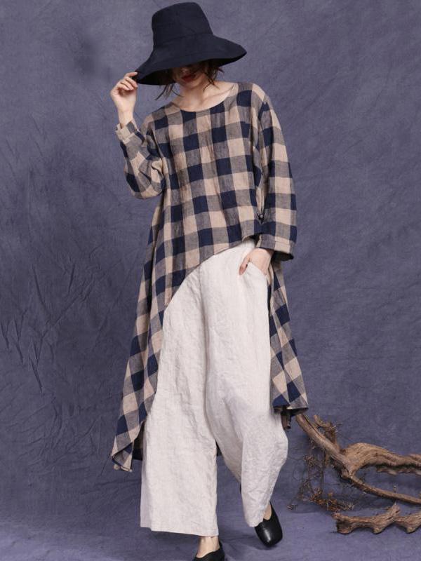 HIGH-LOW LINEN LOOSE SOLID SHIRT TOP