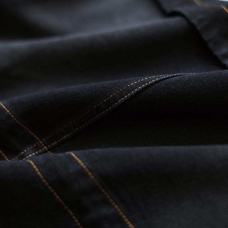 Buykud Casual Turn-down Collar Embroidered Letters Denim Coat