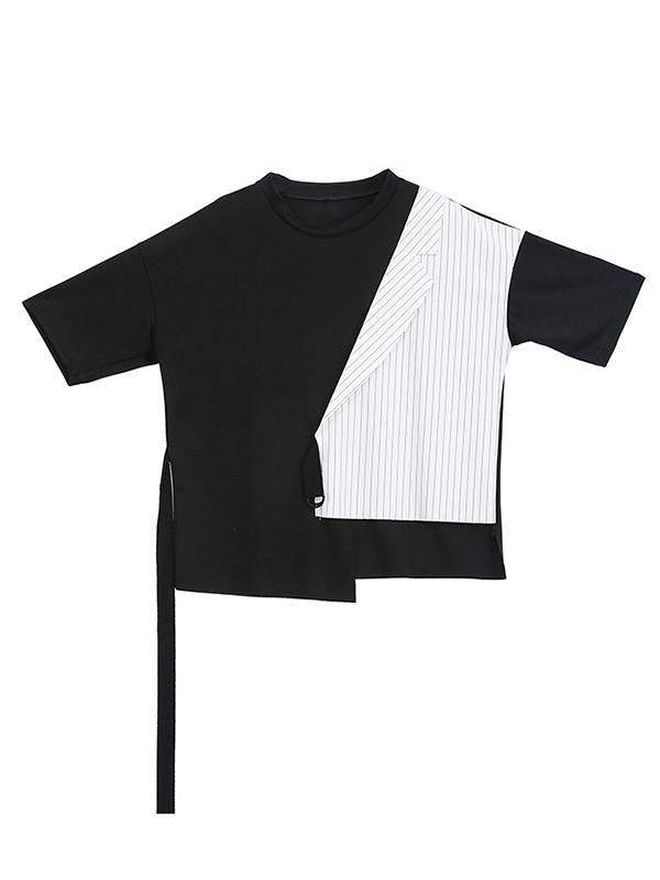 Casual Split-joint Cropped T-shirt