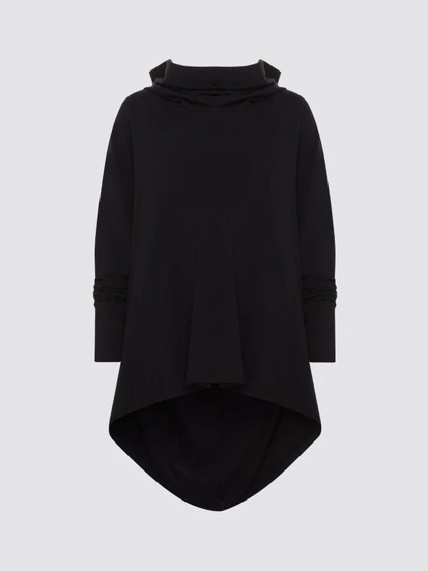 Simple Loose Solid Color High-Low Long Sleeves Hoodies