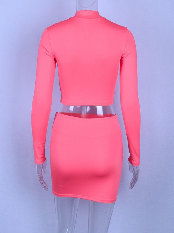 Sexy Long Sleeves Tee And Skirt Suits