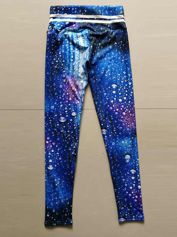 Casual Raindrop Printed High Waisted Yoga Leggings
