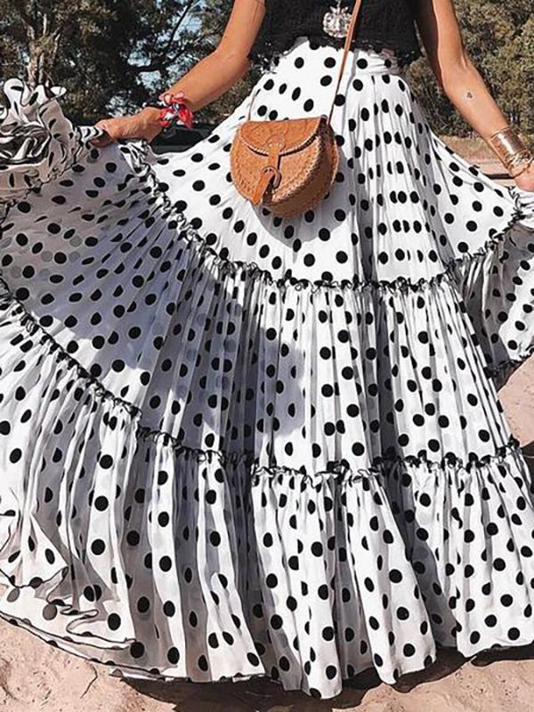 Polka-dot Split-joint Bohemia Skirt Bottoms