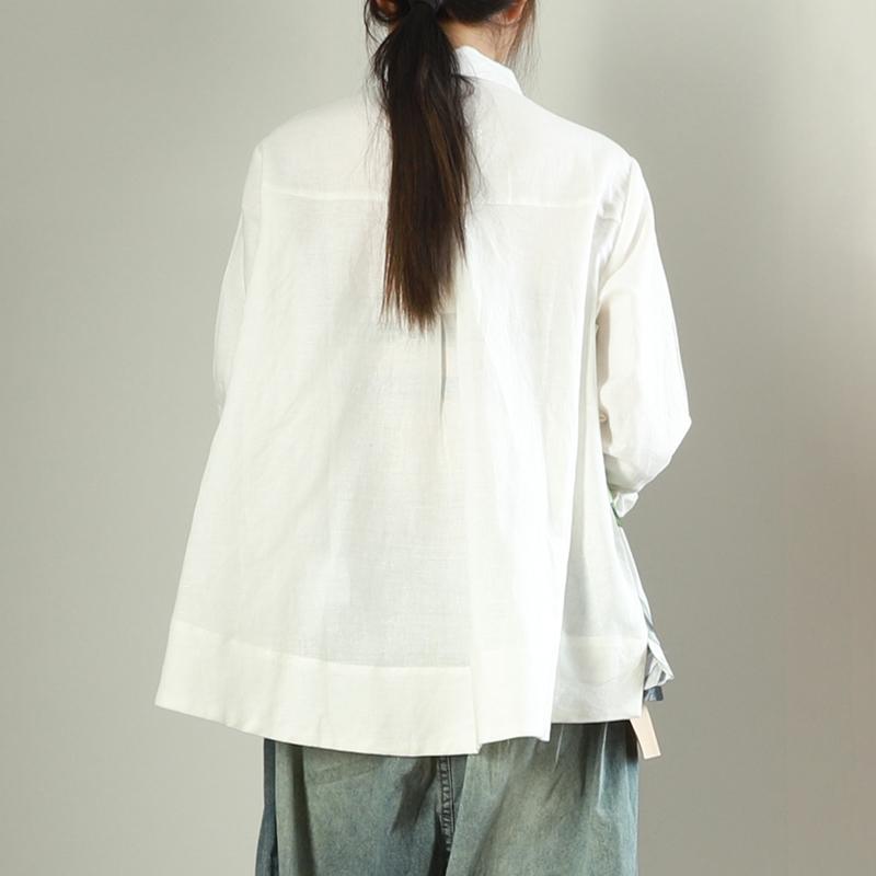 Buykud Elegant Ink Flower Casual Single-breasted Shirt