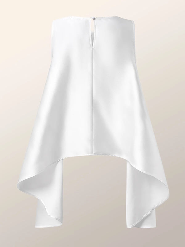 Original Casual Pleated Irregular High-Low Vest Top