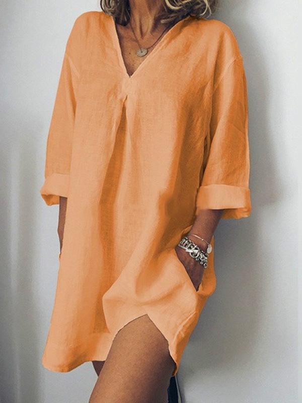 Loose Long Sleeves Simple Mini Dress