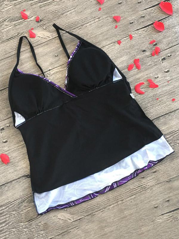 Printed Backless Tankini Swimsuit