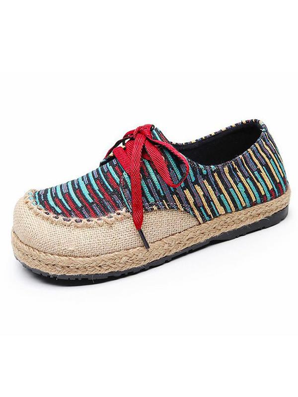 Canvas Lace-up Flat Shoes