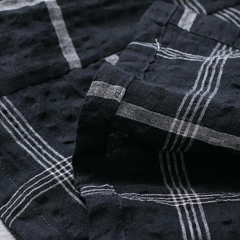 Buykud Plaid Folded Single Breasted Loose Coat