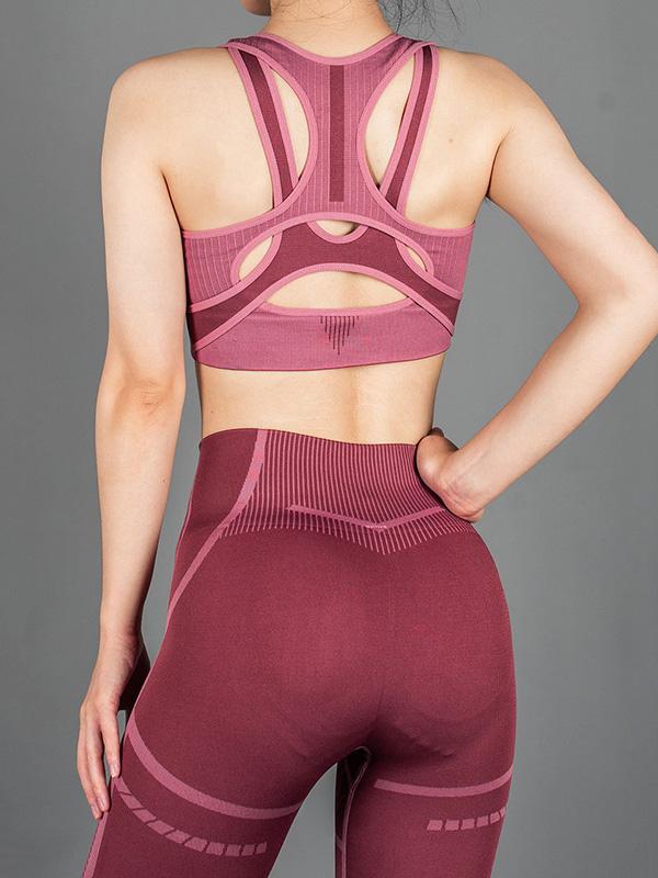 Wrap Striped High-Waisted Bra&Leggings Yoga Suits