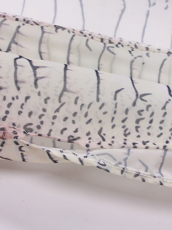 Bohemia Snake Skin Pattern V-Neck Split-Side Cover-Up