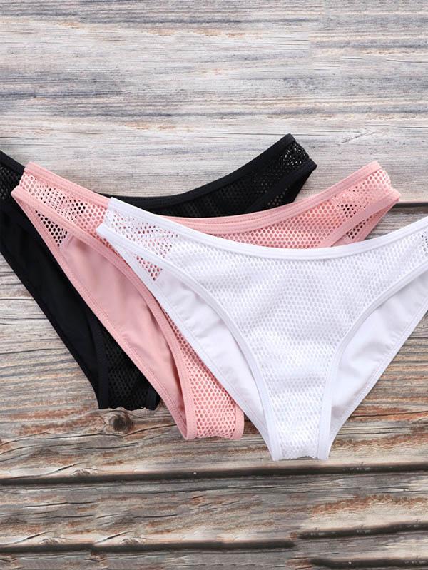 Tulle Padded Solid Bikinis Swimwear