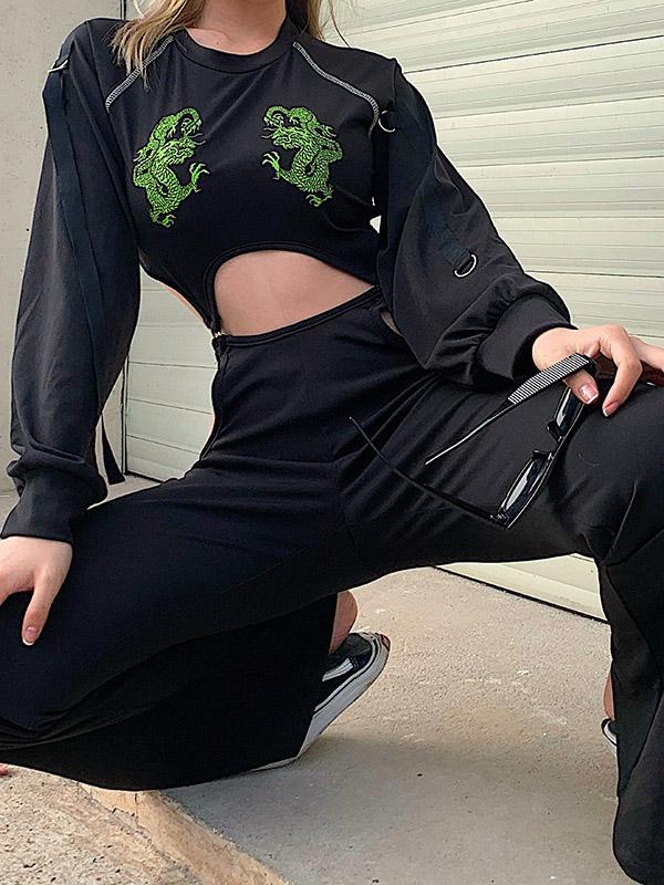 Fashion Printed Hollow Yoga Jumpsuits