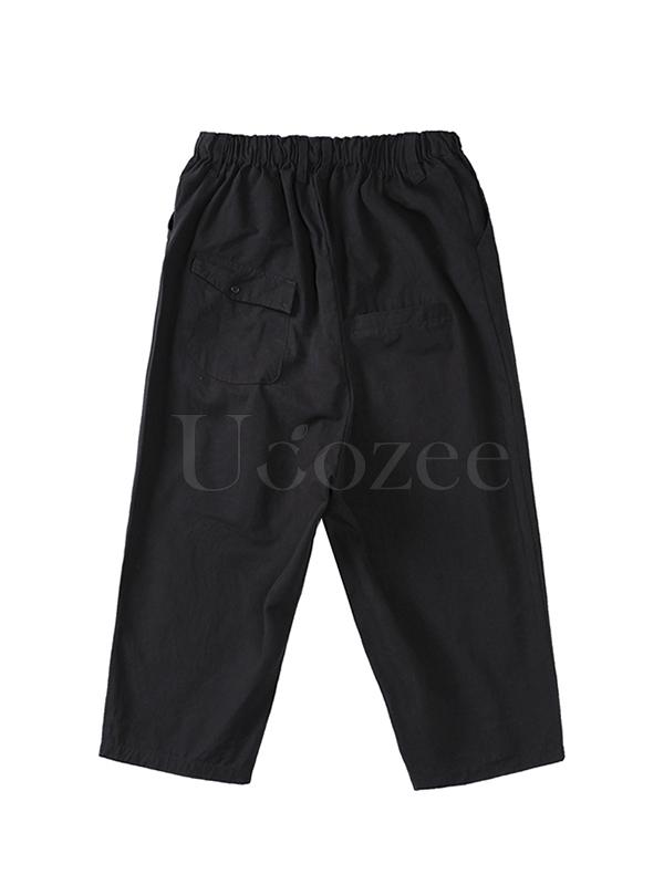 Loose Straight Leg Buttons Pants