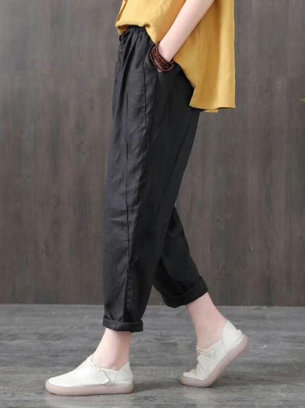 Vintage Loose Solid Harem Pants
