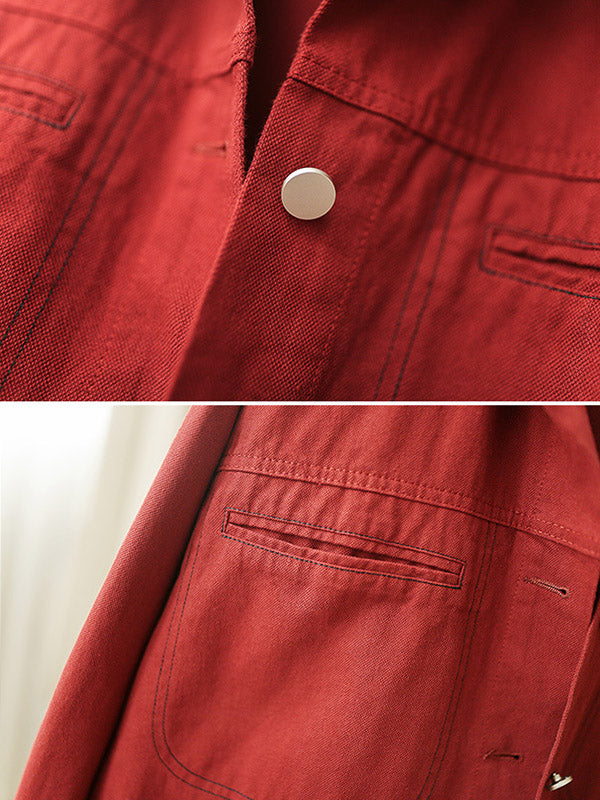 Urban Solid Color Lapel Single Breasted Jacket