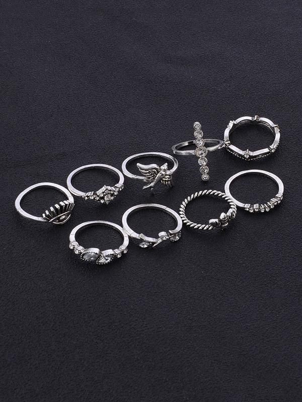 9pcs Bee Branch Pattern Rings Accessories